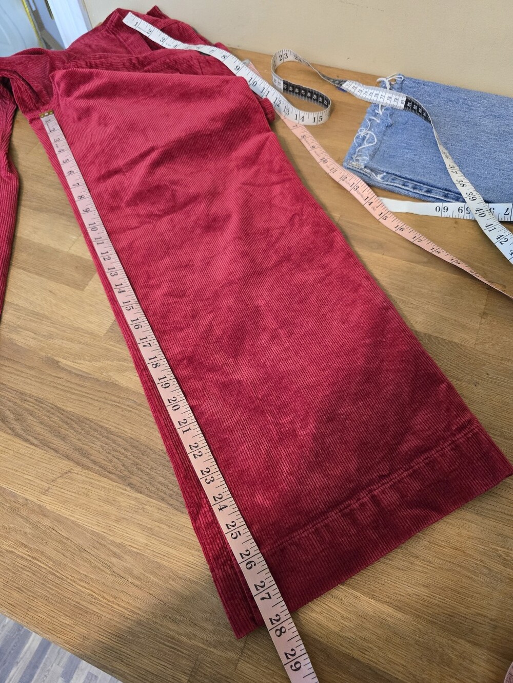 Maeve Colette Corduroy Wide-Leg Pants Rich Deep Red 28T Tall - Picture 11 of 12